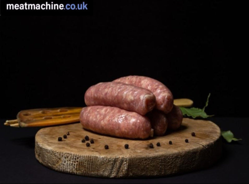“Fresh British pork sausages with cracked black pepper – premium butcher flavour”