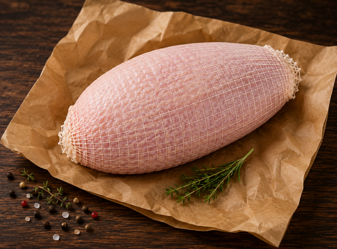 Raw meat product on brown paper with 'meatmachine.co.uk' branding and '100% Fresh' label.