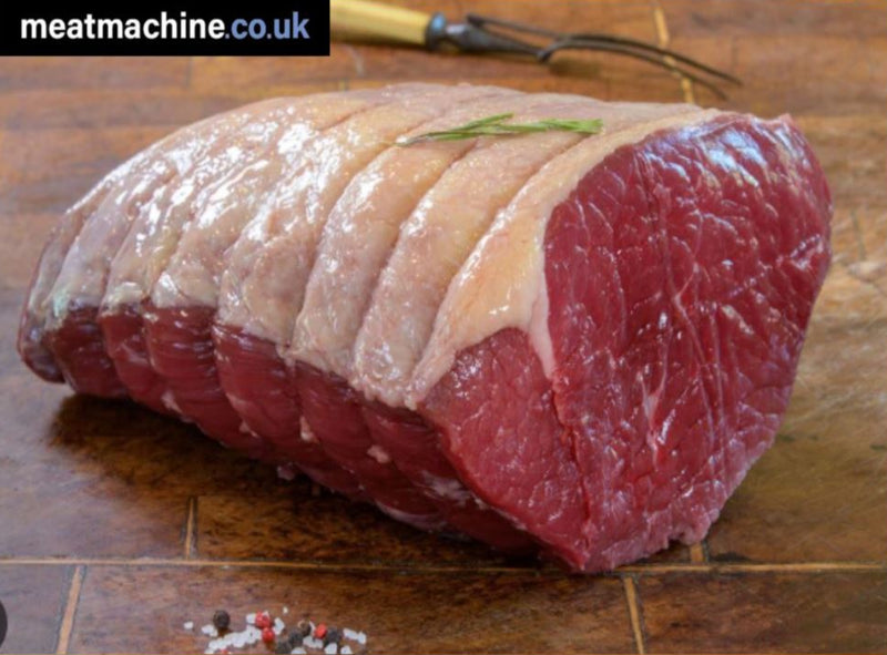 Premium British beef joint with natural marbling, ideal for roasting