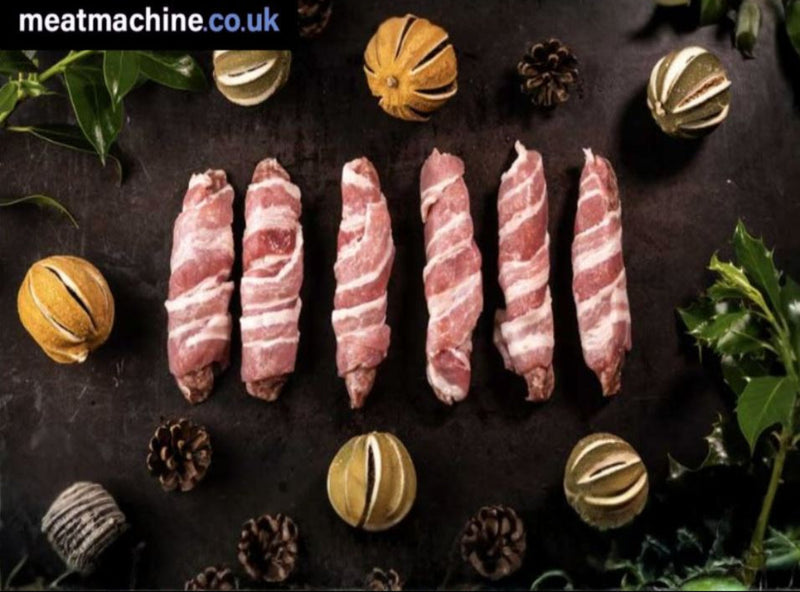 Fresh pigs in blankets – premium British pork sausages wrapped in crispy bacon
