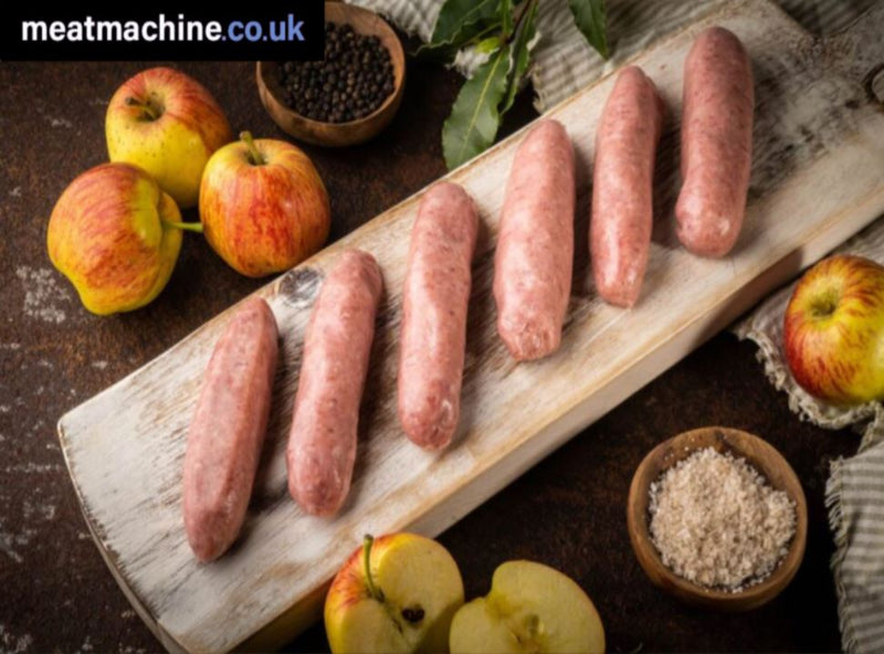 Fresh pork and apple sausages – premium British butcher sausages with sweet apple flavour