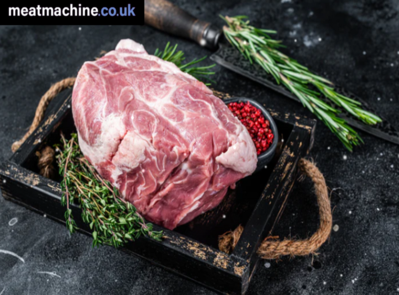 Fresh pork collar joint with marbling for tender slow-cooked roasts and BBQ dishes