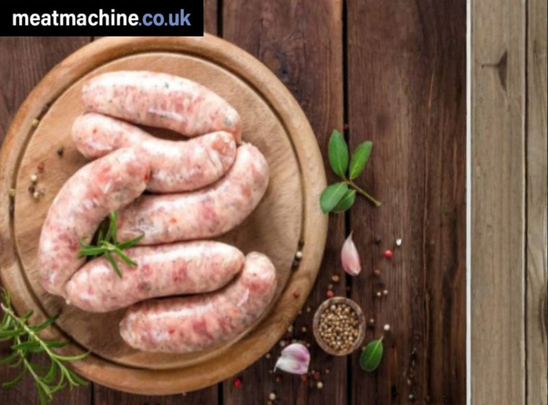 Fresh butcher-made pork and leek sausages with natural seasoning